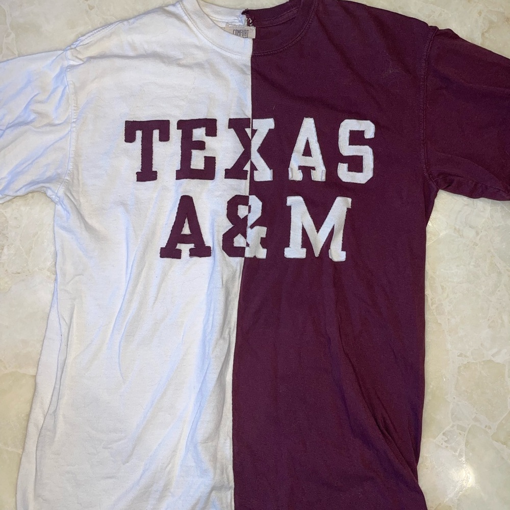 Comfort Colors Maroon and White Short Sleeve Tee